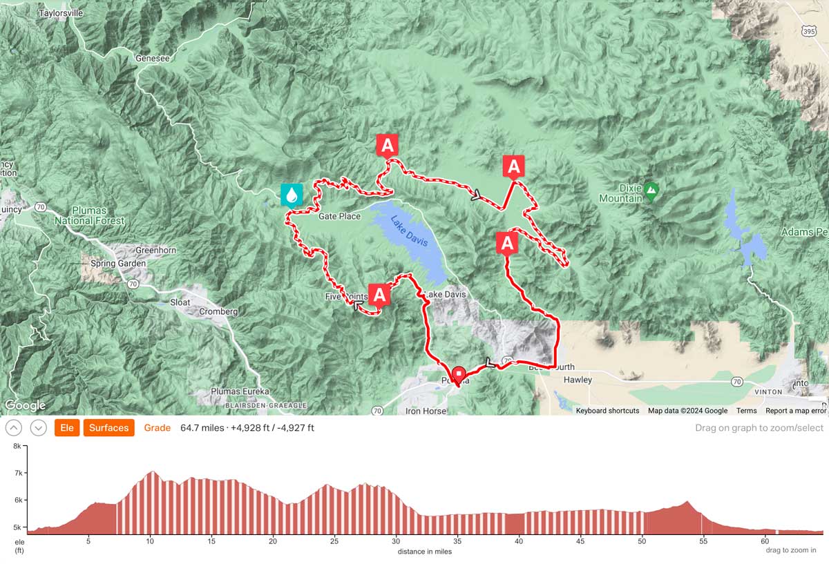 64 mile race route map